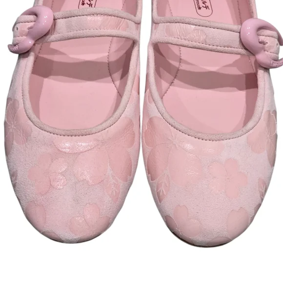 Larroudé Verona Mary Jane Ballet Flats - Sakura Pink Floral Jacquard 8 New - Picture 6 of 12